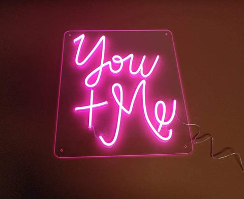 you+me neon sign for wedding homemade art neon sign 