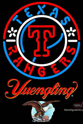Yuengling Texas Rangers MLB Real Neon Glass Tube Neon Sign